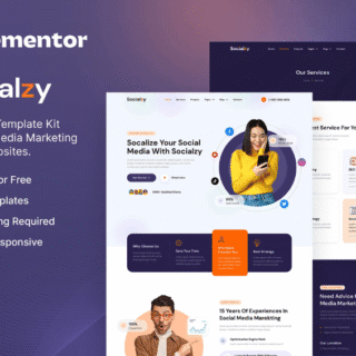 Socialzy - Template Kit Elementor para agencia de marketing en redes sociales