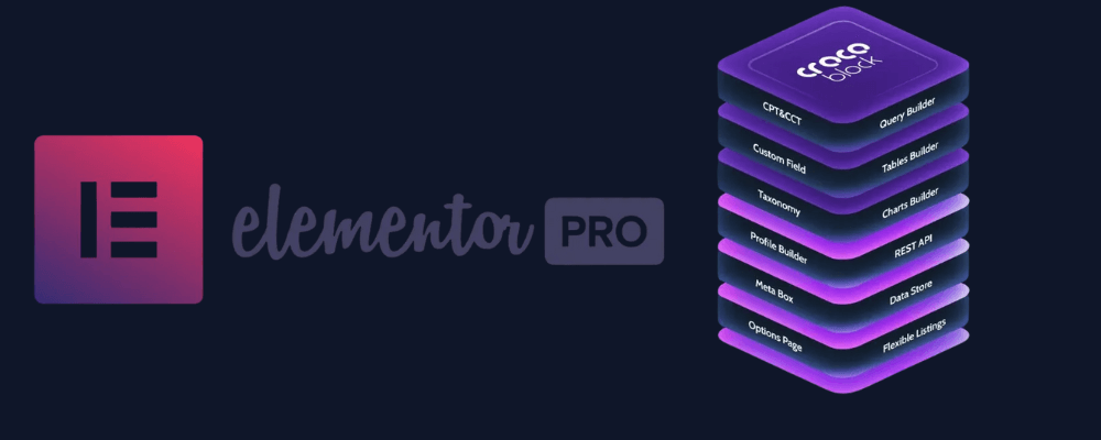 Diagrama que muestra el logo de Elementor Pro junto al ecosistema de JetPlugins de Crocoblock, como JetEngine y JetSmartFilters.
